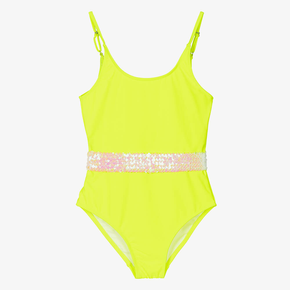 Stella Cove - Teen Girls Neon Yellow Sequin Swimsuit | Childrensalon