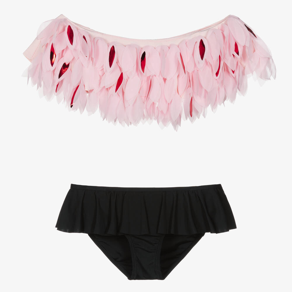 Stella Cove - Teen Girls Pink & Black Petals Bikini | Childrensalon