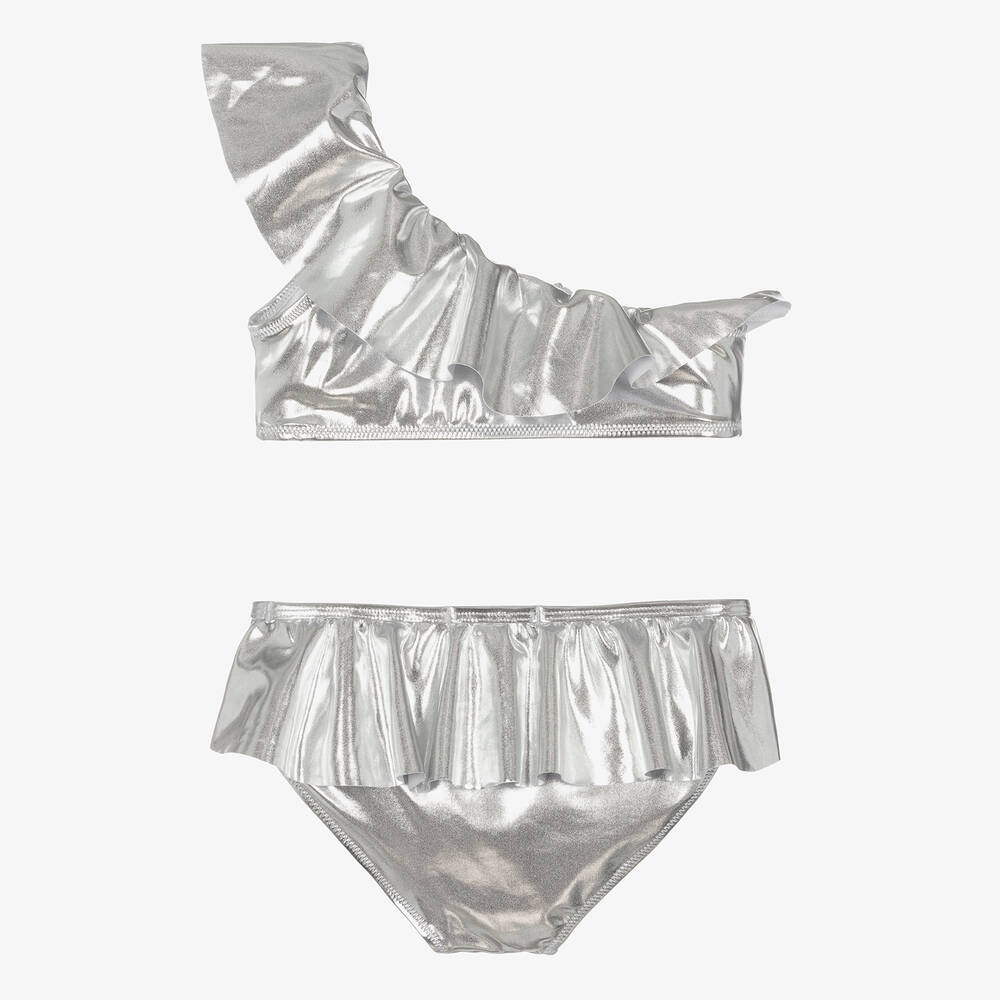 Silver and Gold Ruffle Bikini for Girls – Stella Cove