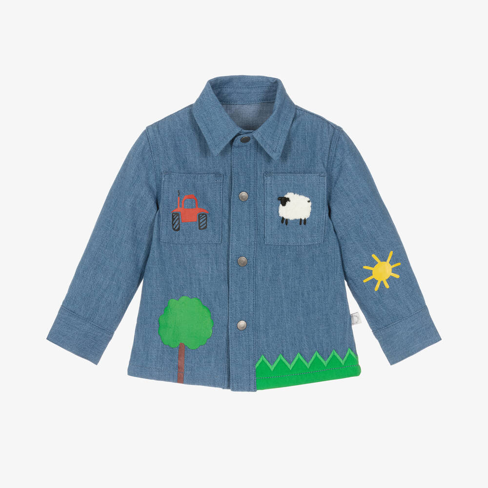 Stella McCartney Kids - Baby Boys Blue Denim Farmyard Shirt | Childrensalon