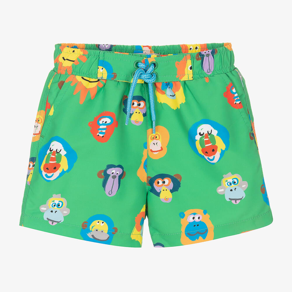 Stella McCartney Kids - Baby Boys Green Monkey Swim Shorts | Childrensalon