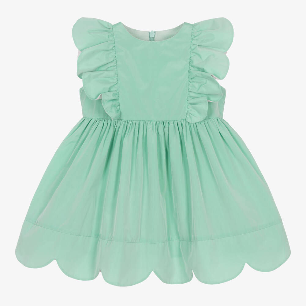 Stella McCartney Kids - Baby Girls Green Frilled Taffeta Dress | Childrensalon