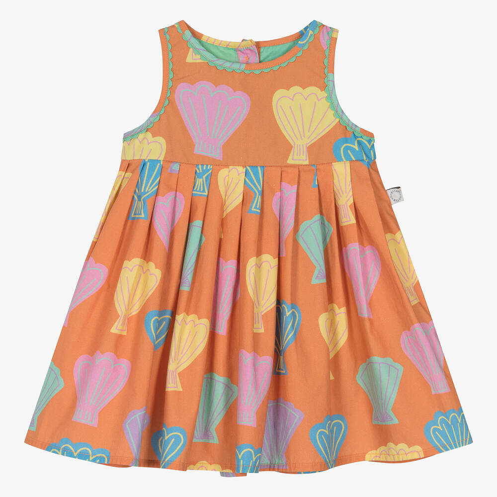 Stella McCartney Kids - Baby Girls Orange Cotton Seashell Dress | Childrensalon