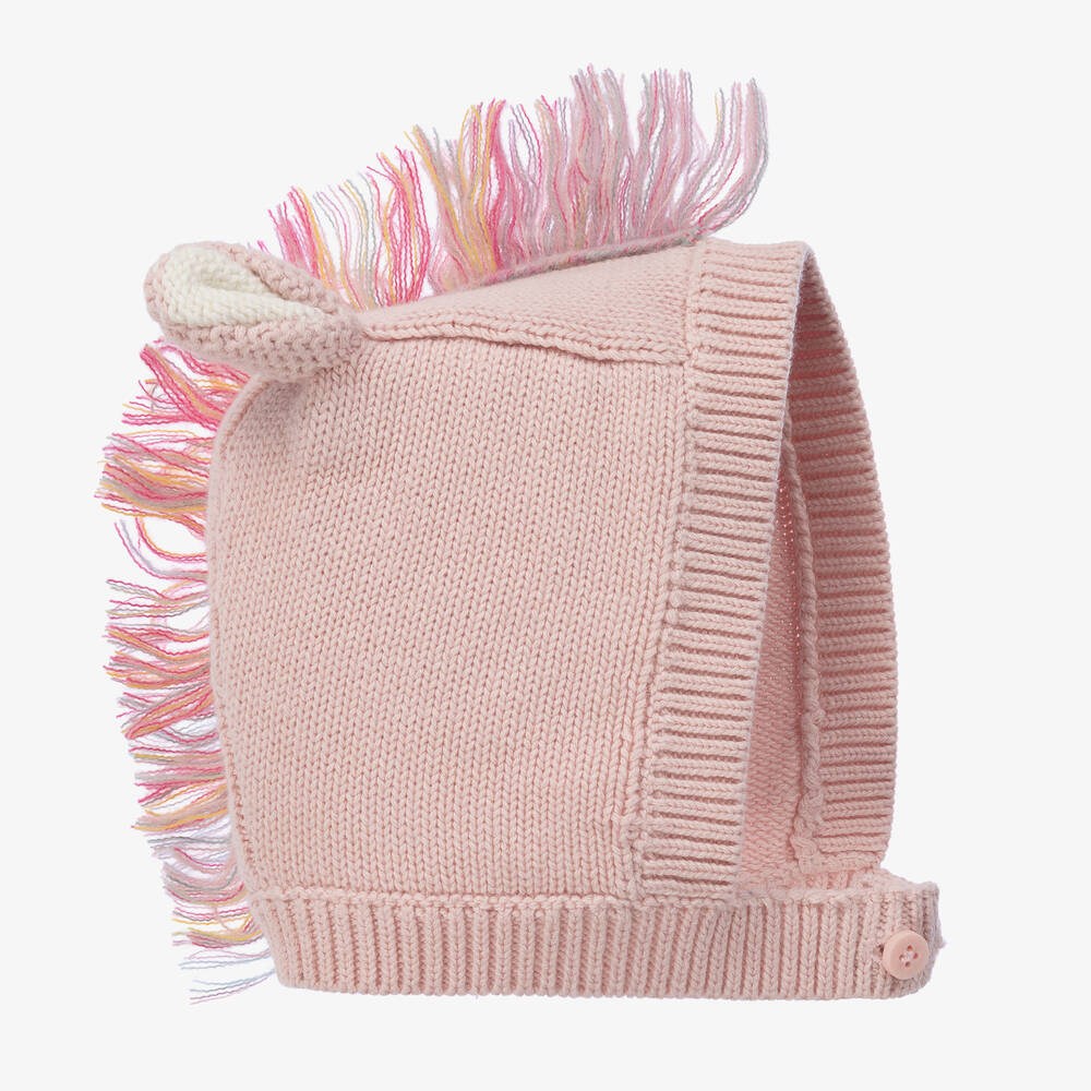 Stella McCartney Kids - Baby Girls Pink Knitted Organic Cotton Bonnet | Childrensalon