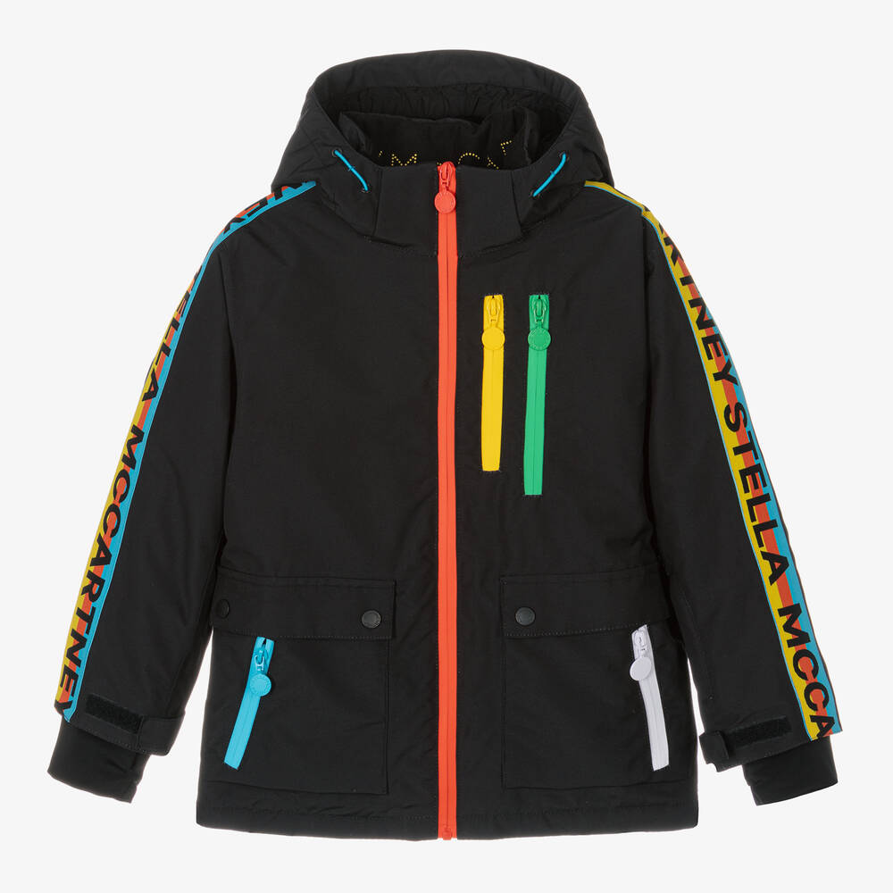Stella McCartney Kids Ski Wear Capsule - Black Colourblock Zip Ski Jacket | Childrensalon