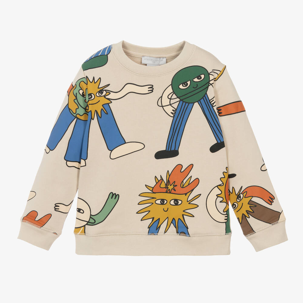 Stella McCartney Kids - Boys Beige Cosmic Print Cotton Sweatshirt | Childrensalon