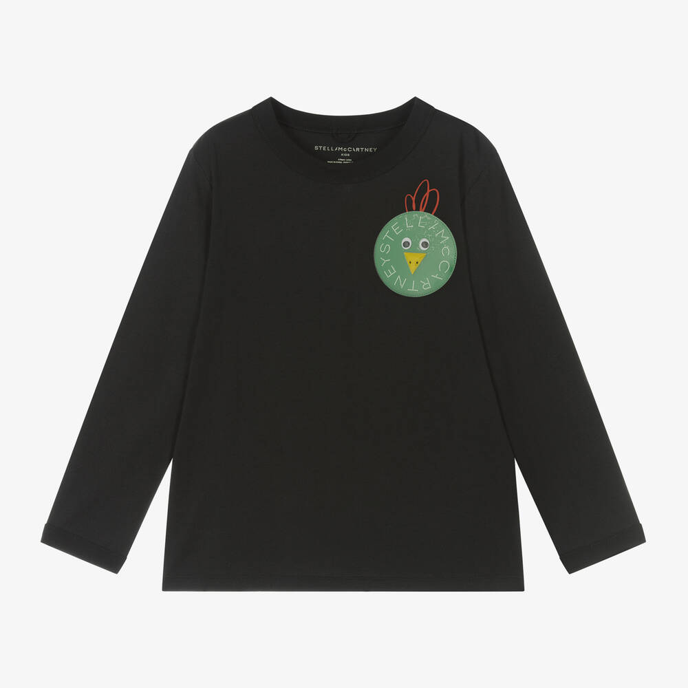 Stella McCartney Kids - Boys Black Chicken Logo T-Shirt | Childrensalon