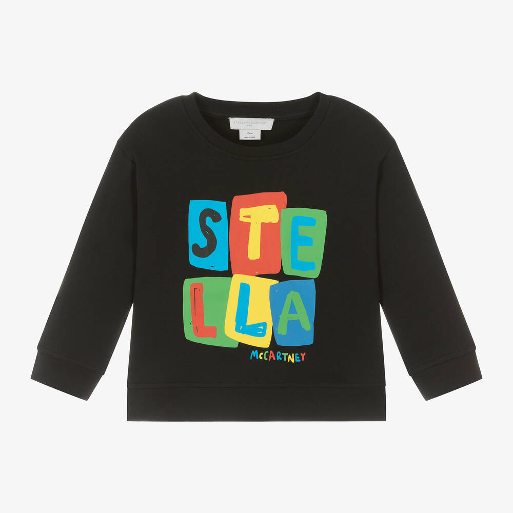 Stella McCartney Kids - Boys Black Cotton Block Print Sweatshirt | Childrensalon