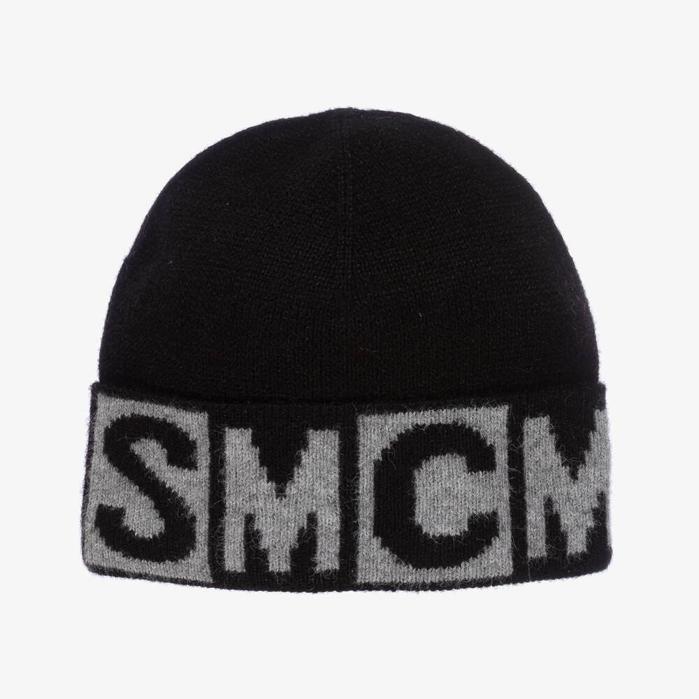 Stella McCartney Kids - Boys Black SMC Beanie Hat | Childrensalon