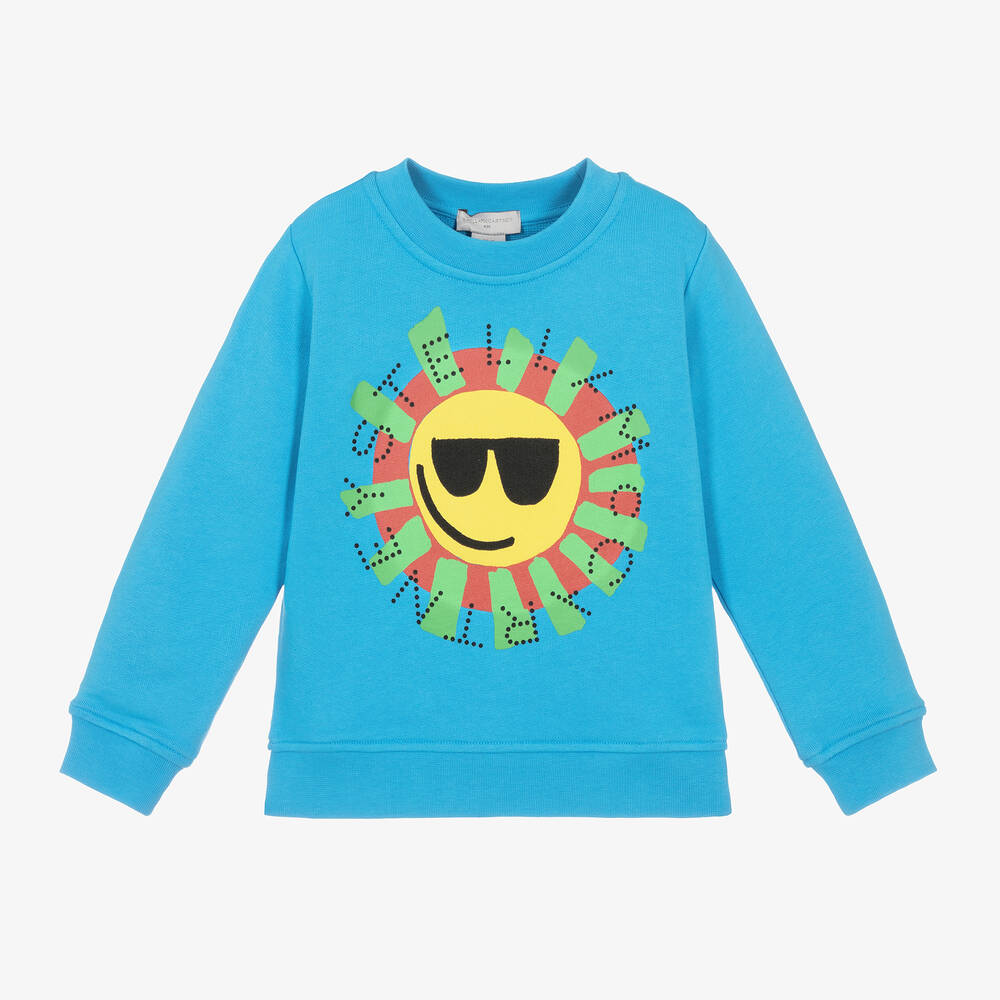 Stella McCartney Kids - Sweat-shirt bleu en coton soleil garçon | Childrensalon