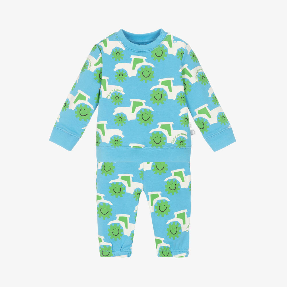 Stella McCartney Kids - Boys Blue Cotton Tractor Tracksuit | Childrensalon