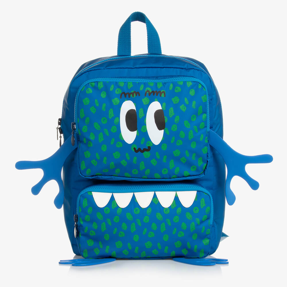 Stella McCartney Kids - Boys Blue Monster Backpack (34cm) | Childrensalon