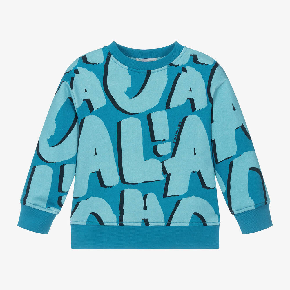 Stella McCartney Kids - Boys Blue Organic Cotton Aloha Sweatshirt | Childrensalon