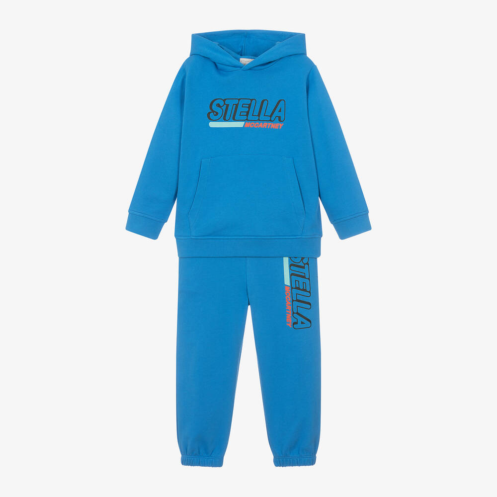 Stella McCartney Kids - Синий спортивный костюм из органического хлопка с капюшоном для мальчиков | Childrensalon