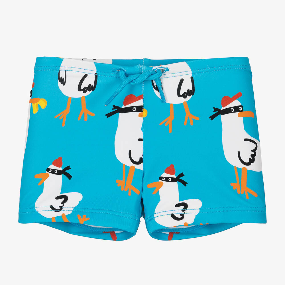 Stella McCartney Kids - Boys Blue Seagull Swim Shorts | Childrensalon