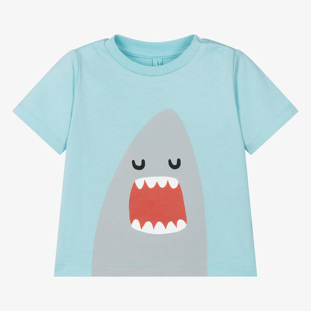 Stella McCartney Kids - T-shirt bleu en coton bio requin | Childrensalon