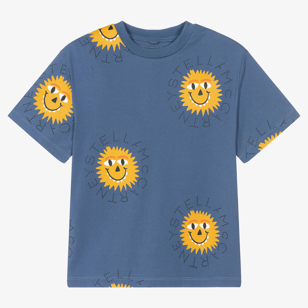Stella McCartney Kids - Boys Blue & Yellow Organic Cotton Monster T-Shirt | Childrensalon