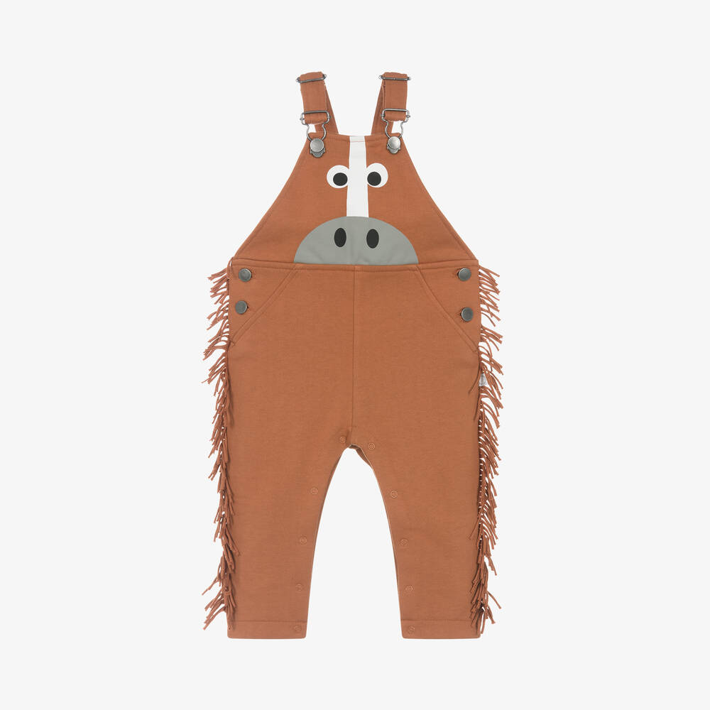 Stella McCartney Kids - Boys Brown Horse Cotton Dungarees | Childrensalon