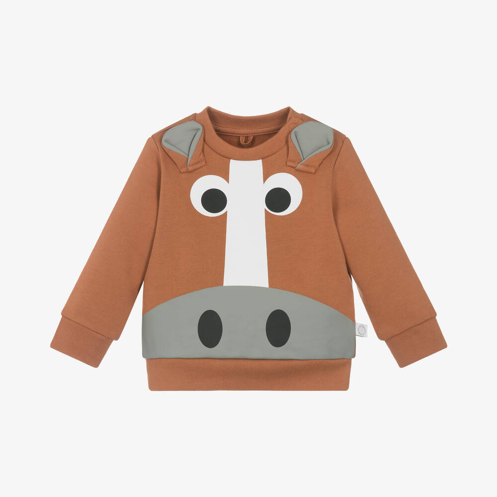 Stella McCartney Kids - Boys Brown Horse Cotton Sweatshirt | Childrensalon