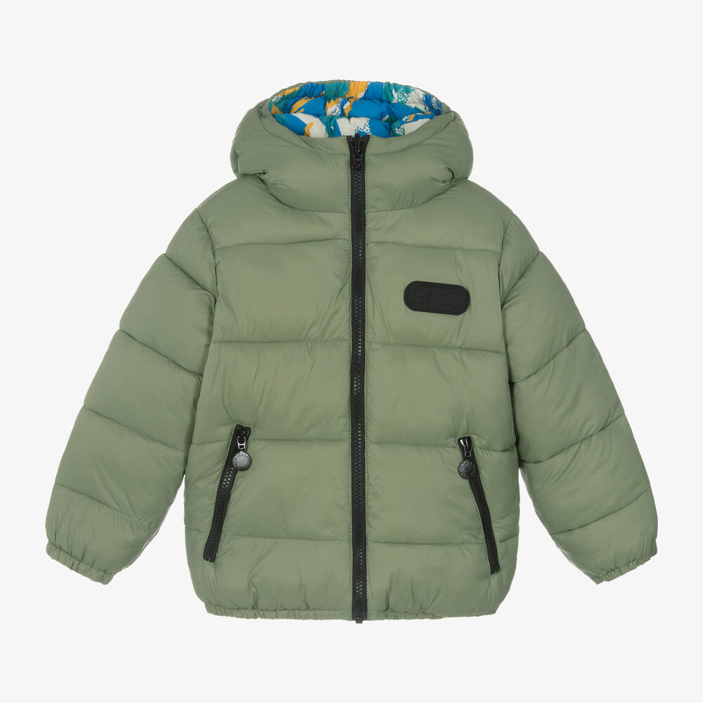 Stella McCartney Kids - Boys Green & Blue Reversible Puffer Jacket | Childrensalon