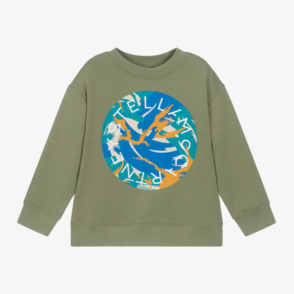 Stella McCartney Kids - Boys Green Circular Disc Logo Sweatshirt | Childrensalon