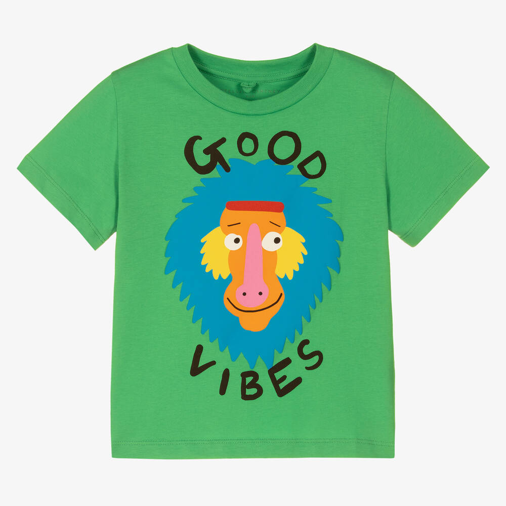 Stella McCartney Kids - T-shirt vert Good Vibes garçon | Childrensalon