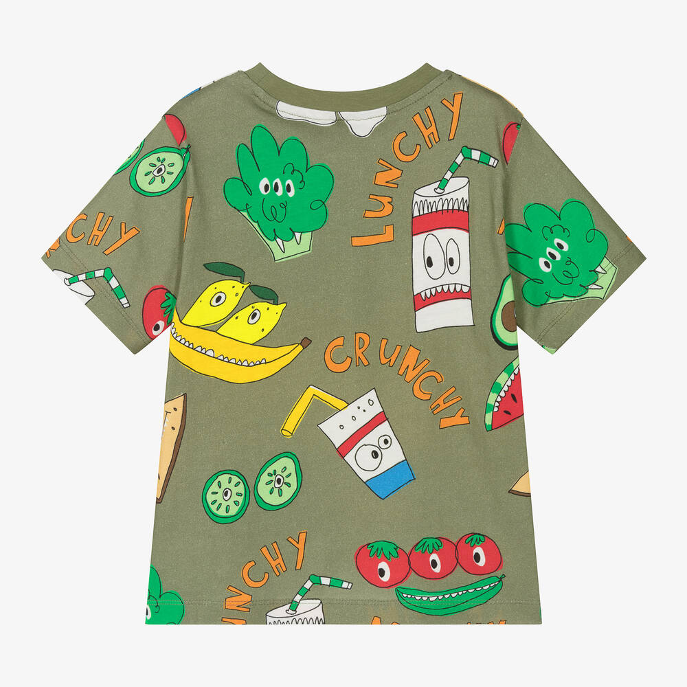 Stella McCartney Kids abstract-pattern cotton shirt - Green