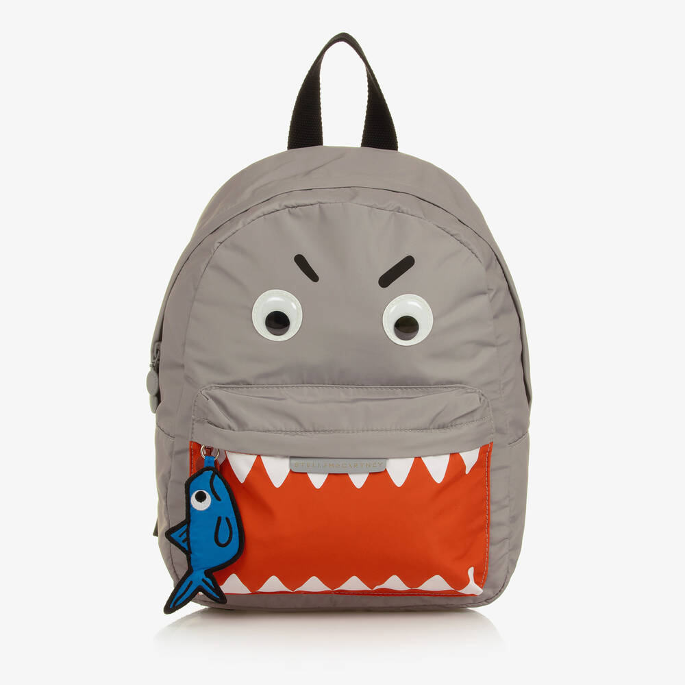 Stella McCartney Kids - Boys Grey Shark Backpack (32cm) | Childrensalon