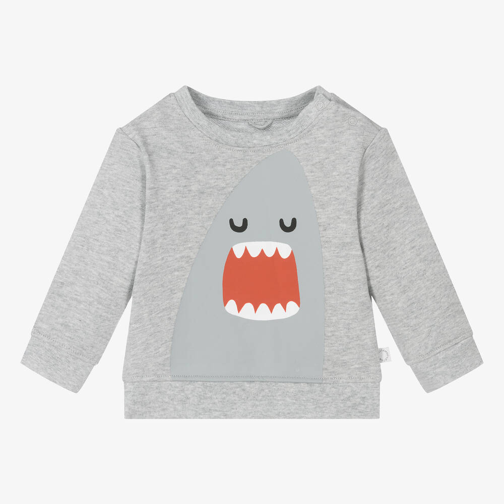 Stella McCartney Kids - Серый свитшот из органического хлопка с акулой для мальчиков | Childrensalon
