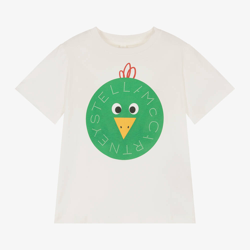 Stella McCartney Kids - T-shirt ivoire avec logo et motif boule de Noël poulet garçon | Childrensalon