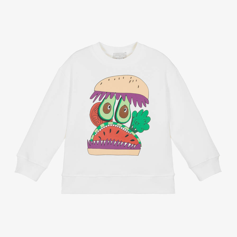 Stella McCartney Kids - Boys Ivory Cotton Burger Sweatshirt | Childrensalon