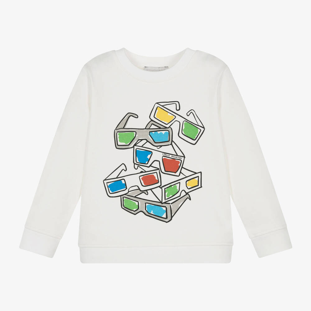 Stella McCartney Kids - Sweat-shirt ivoire en coton garçon | Childrensalon