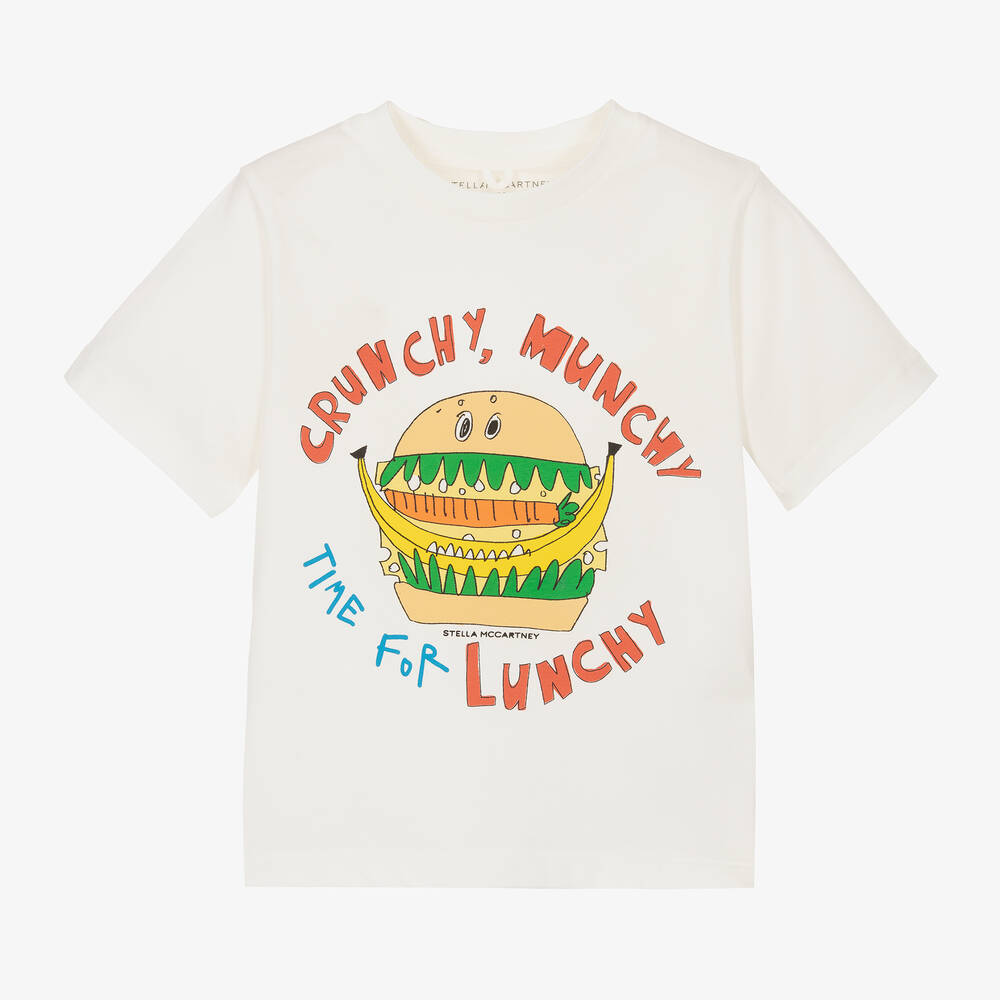 Stella Mccartney Babies'  Kids Boys Ivory Cotton Sandwich T-shirt