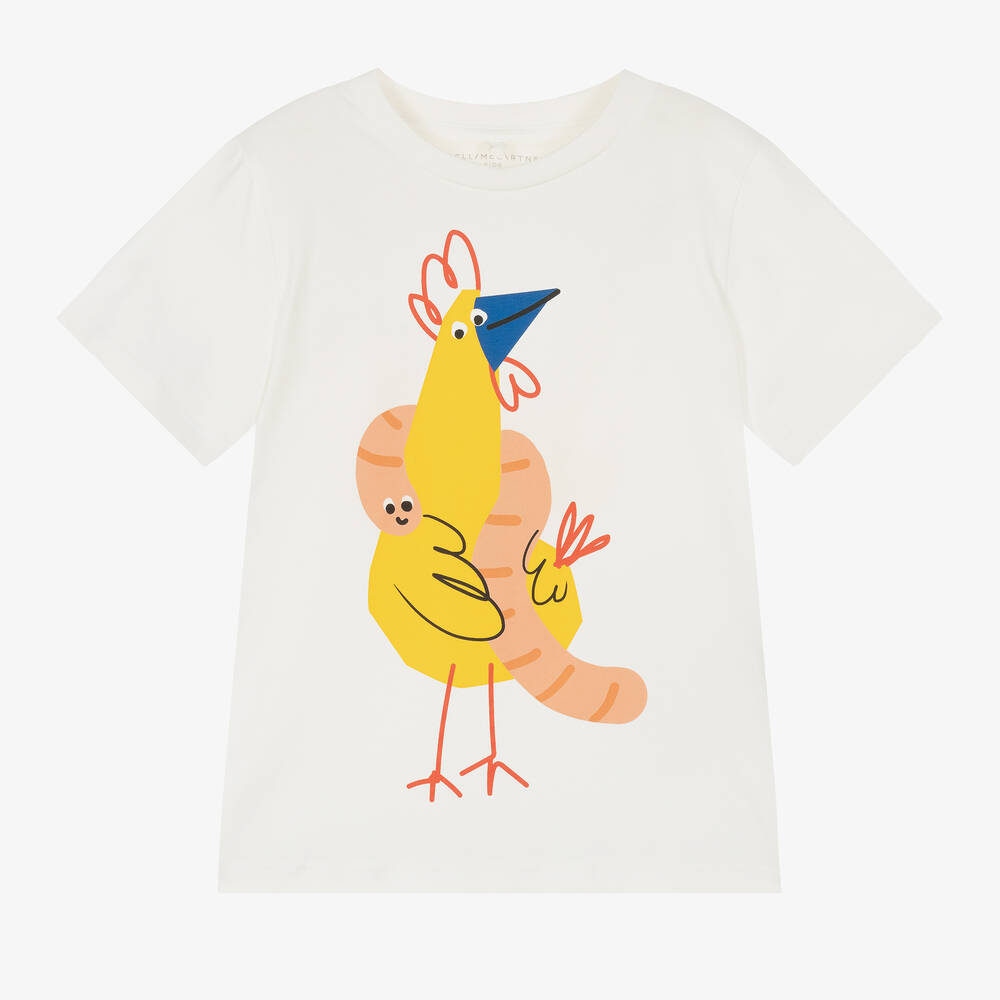 Stella McCartney Kids - Boys Ivory Organic Cotton Chicken T-shirt | Childrensalon