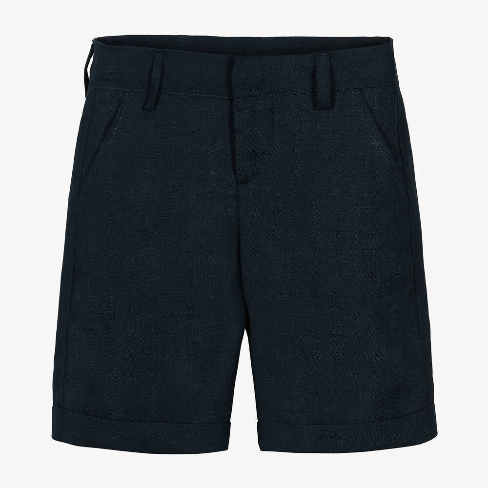 Stella McCartney Kids - Boys Navy Blue Linen Shorts | Childrensalon