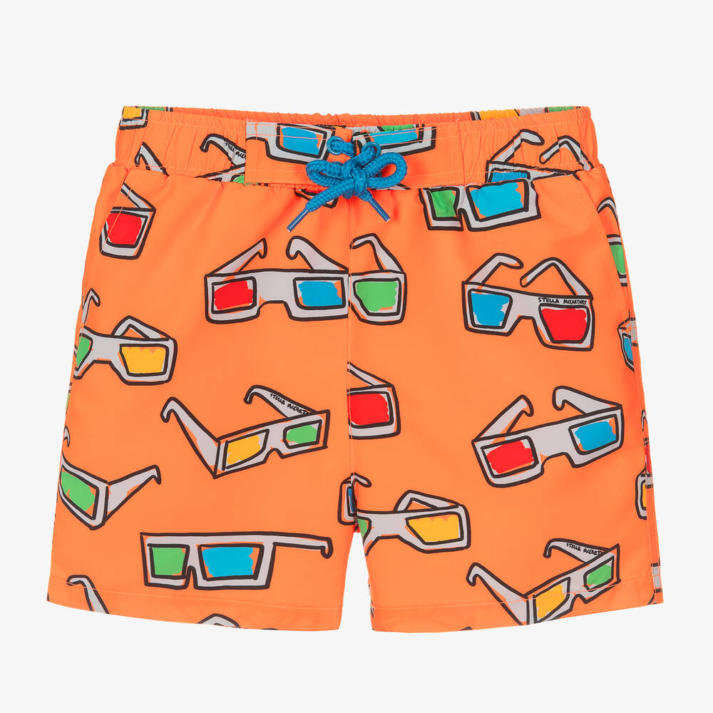 Stella McCartney Kids - Boys Orange Swim Shorts | Childrensalon