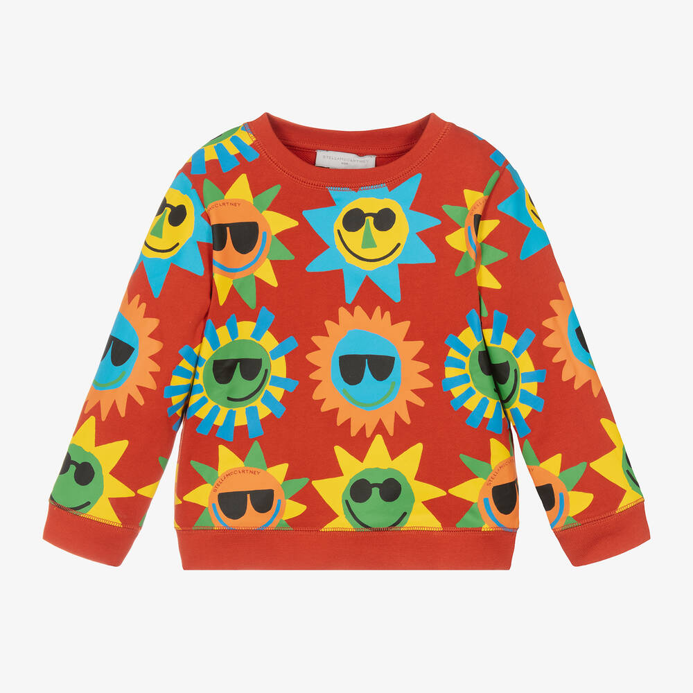 Stella McCartney Kids - Boys Red Cotton Sun Sweatshirt | Childrensalon