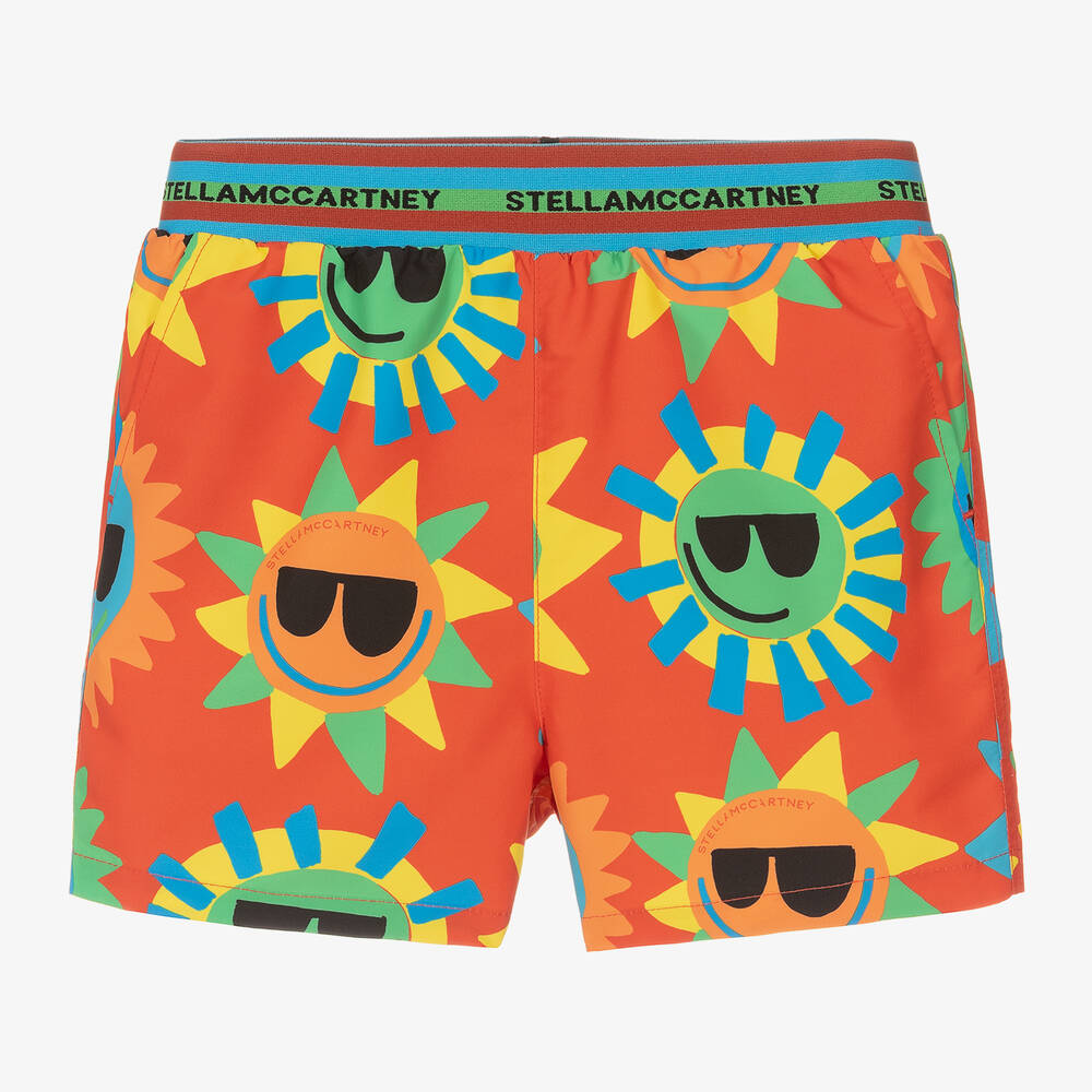 Stella McCartney Kids - Boys Red Sun Print Swim Shorts | Childrensalon