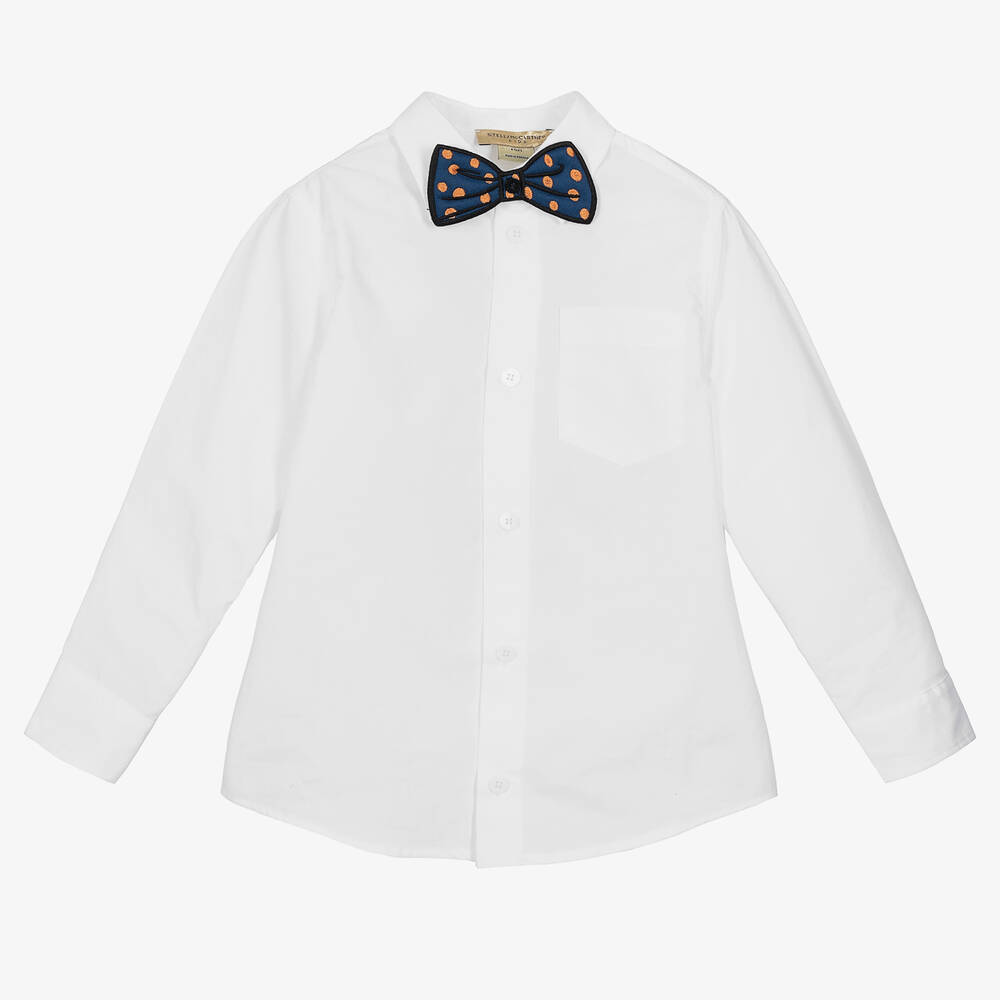 Stella McCartney Kids -  Boys White Cotton Shirt & Bow Tie | Childrensalon