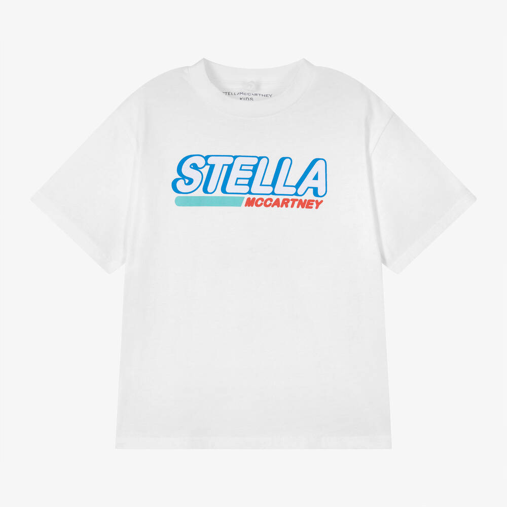Stella McCartney Kids - Белая хлопковая футболка для мальчиков | Childrensalon