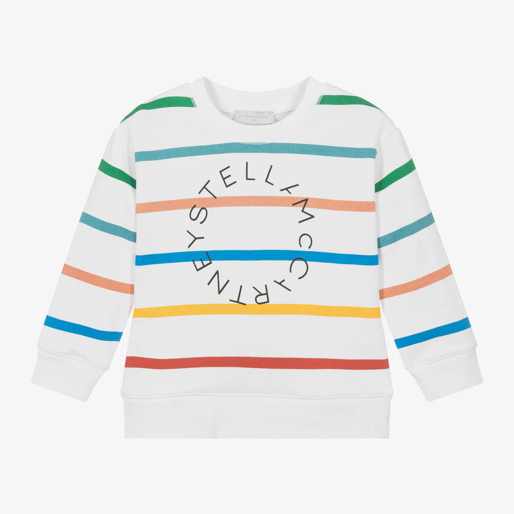 Stella McCartney Kids - Boys White Striped Cotton Sweatshirt | Childrensalon