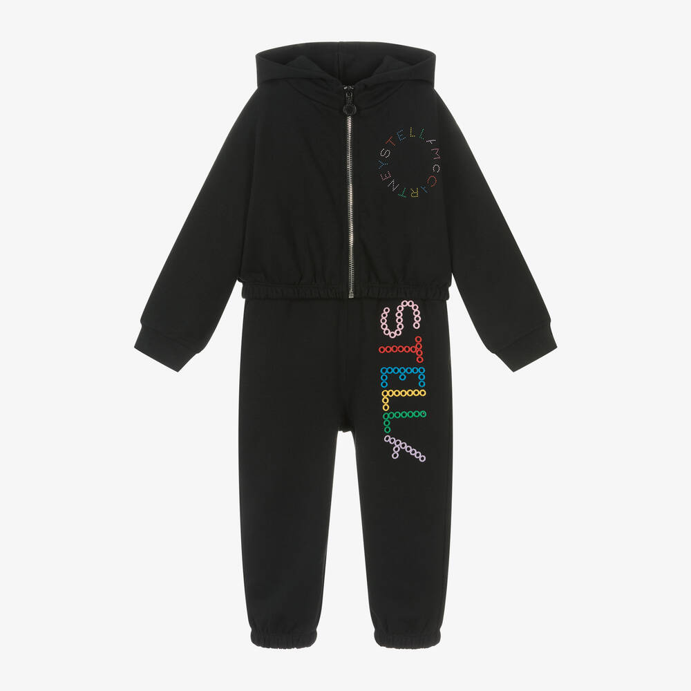 Stella McCartney Kids - Girls Black Cotton Tracksuit | Childrensalon