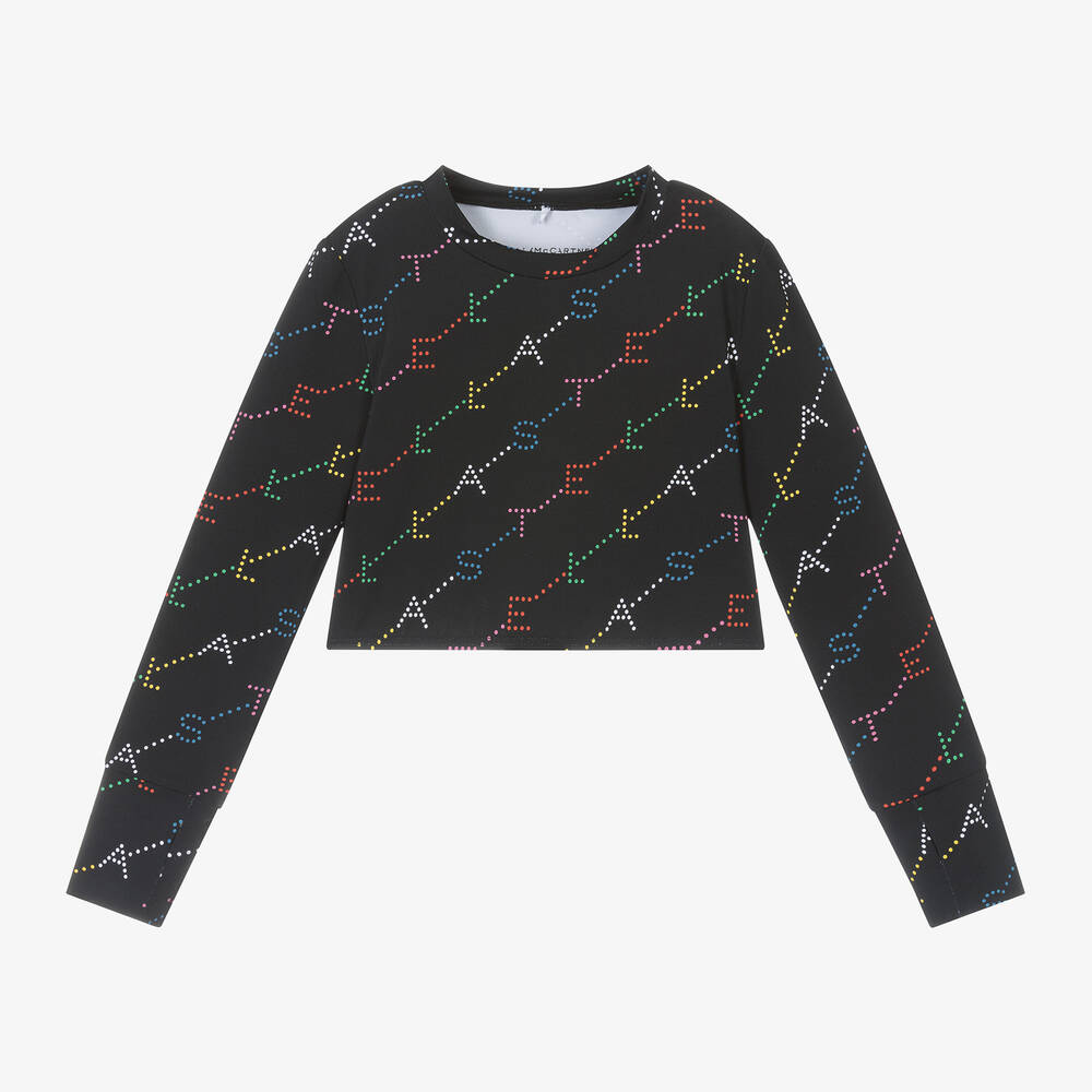 Stella McCartney Kids - Girls Black Sports Top (UPF50+) | Childrensalon