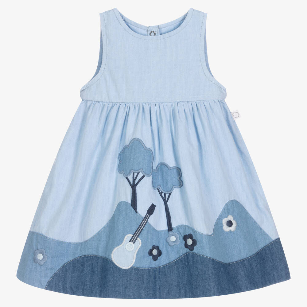Stella McCartney Kids - Голубое платье из хлопкового шамбре | Childrensalon