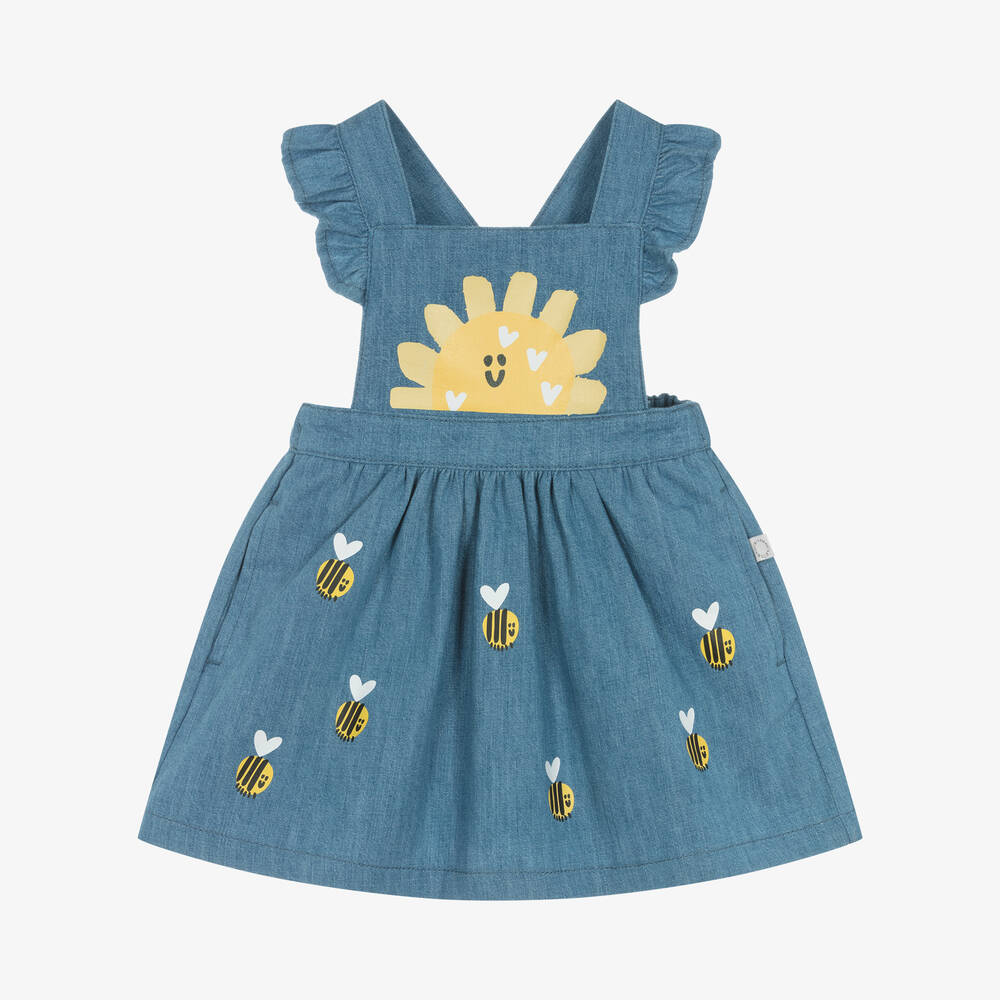 Stella McCartney Kids - Girls Blue Denim Bee Print Dress | Childrensalon