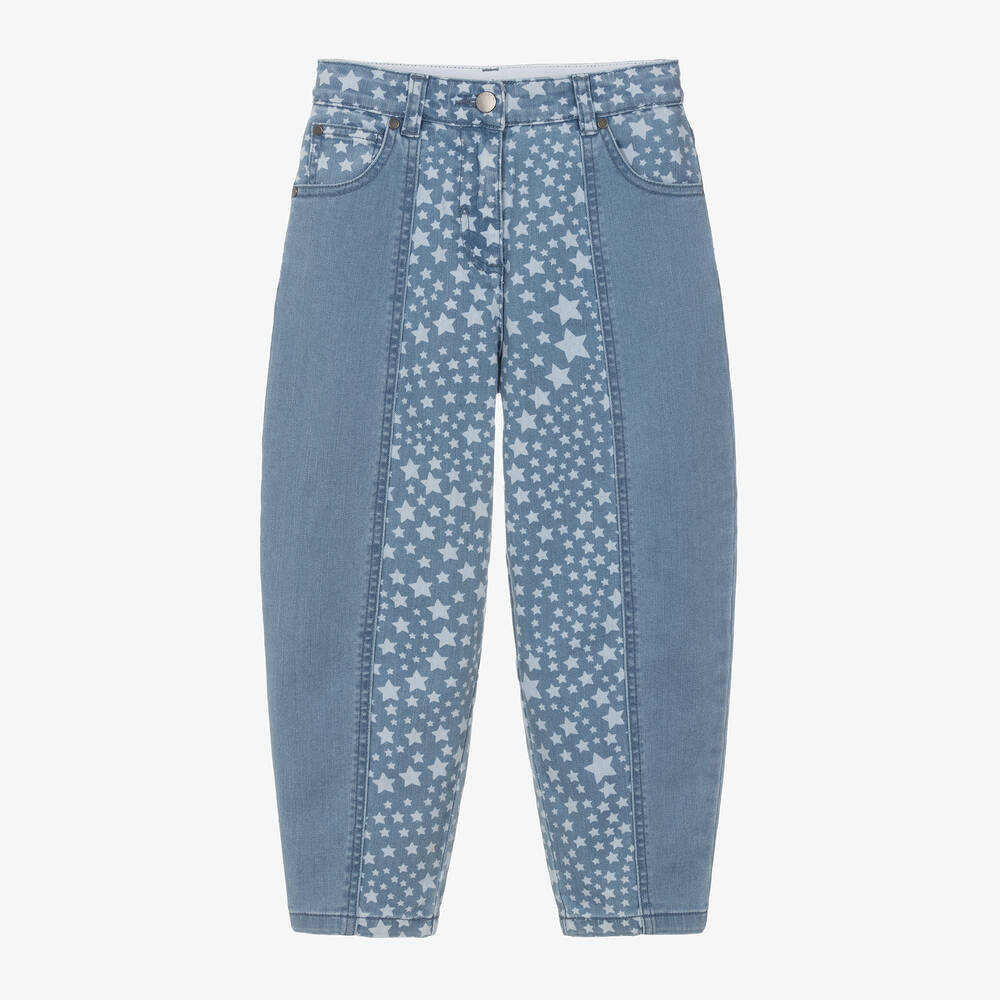 Stella McCartney Kids - Girls Blue Denim Star Print Jeans | Childrensalon