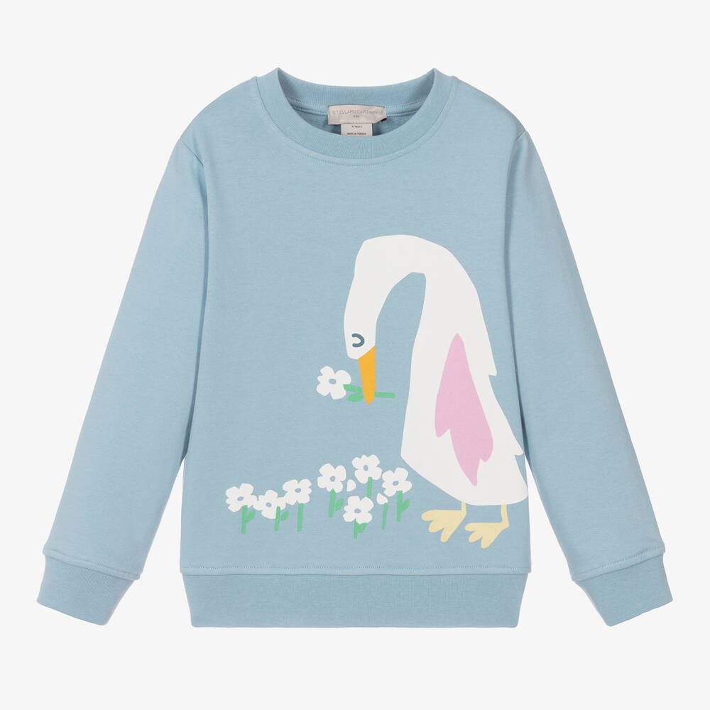 Stella McCartney Kids - Girls Blue Organic Cotton Sweatshirt  | Childrensalon