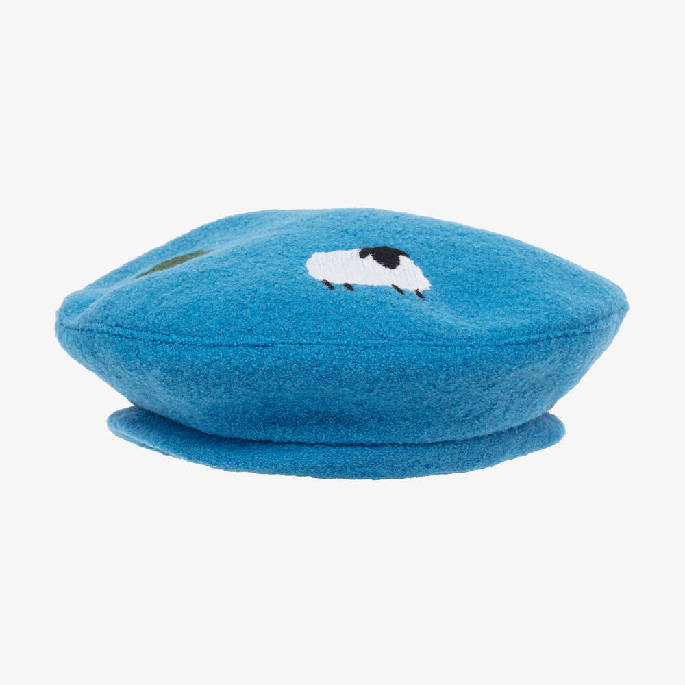 Stella McCartney Kids - Girls Blue Sheep Wool Beret | Childrensalon