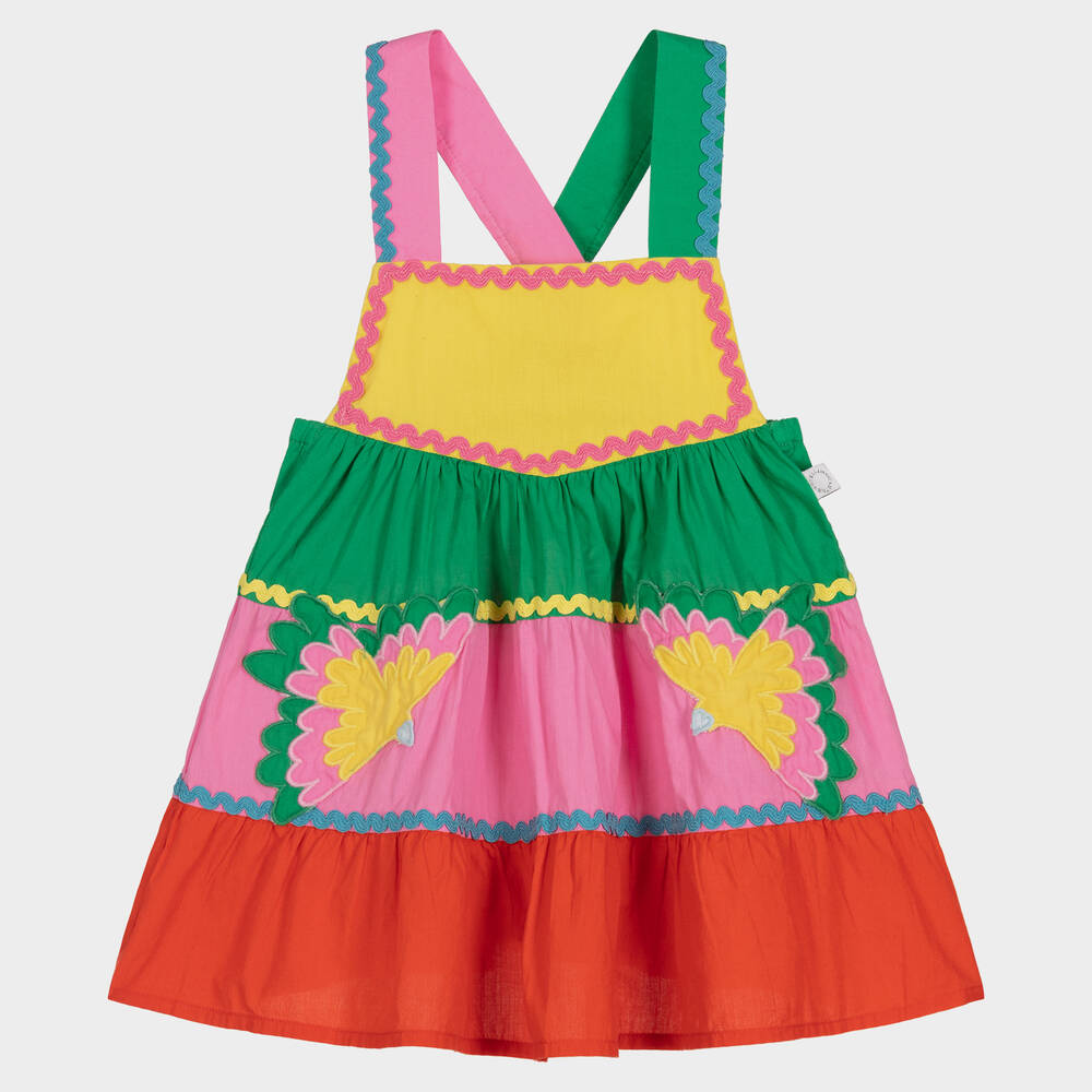Stella McCartney Kids - Girls Colourful Bird Motif Cotton Dress | Childrensalon