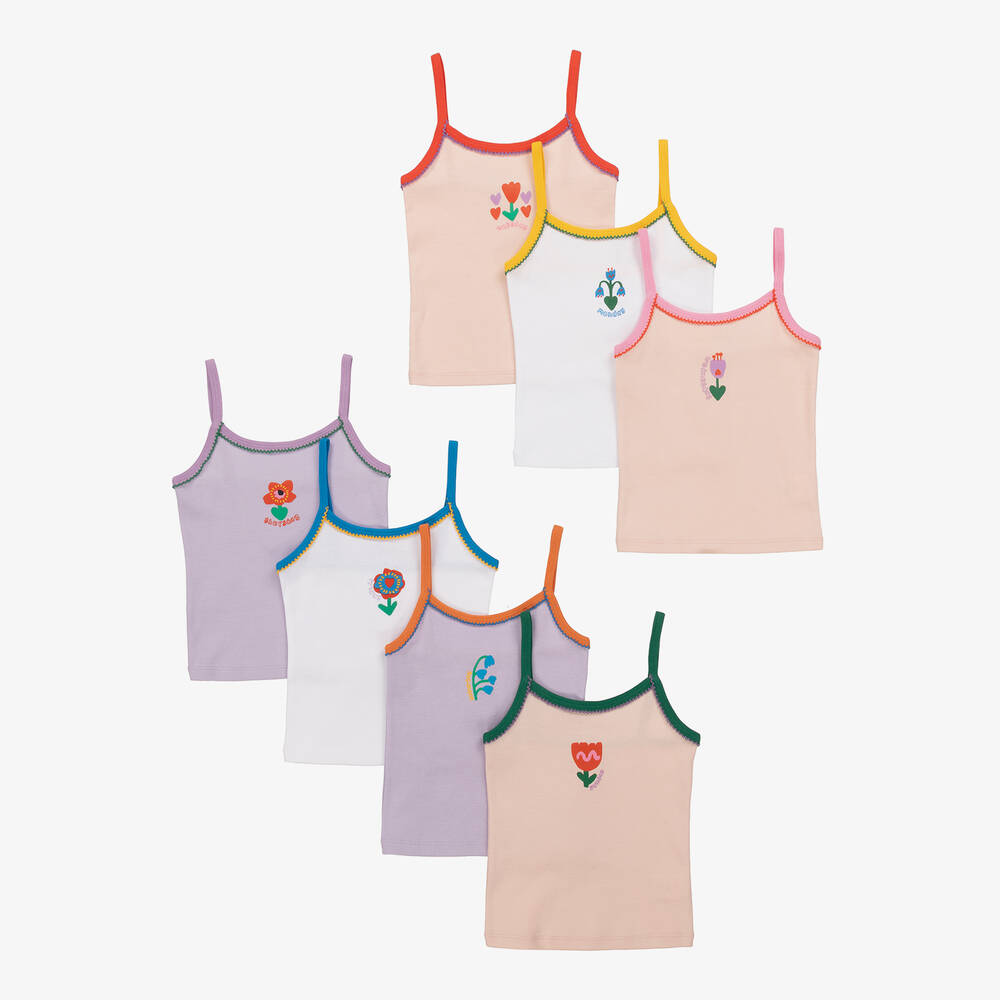 Stella McCartney Kids - Girls Colourful Cotton Vests (7 Pack) | Childrensalon
